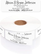 Black and White Botanical Rolled Address Labels / 250 Personalized Return Address Labels/Designer Address Stickers in Elegant Plastic Dispenser