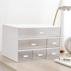 Desk Organizer-3 Tier Stackable Storage Drawers with 6 Compartments White Compact Desk Storage Drawers Great for Makeup Storage Bathroom Organization Accessories Etc (White)