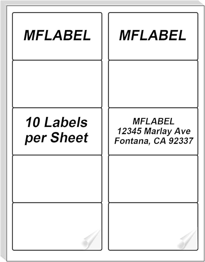 MFLABEL 2x4 Shipping Address Labels - 10-UP, 4000 Count, 400 Sheets for Printer - Internet Mailing Stickers, 2" x 4" FBA for Laser/Inkjet Printer
