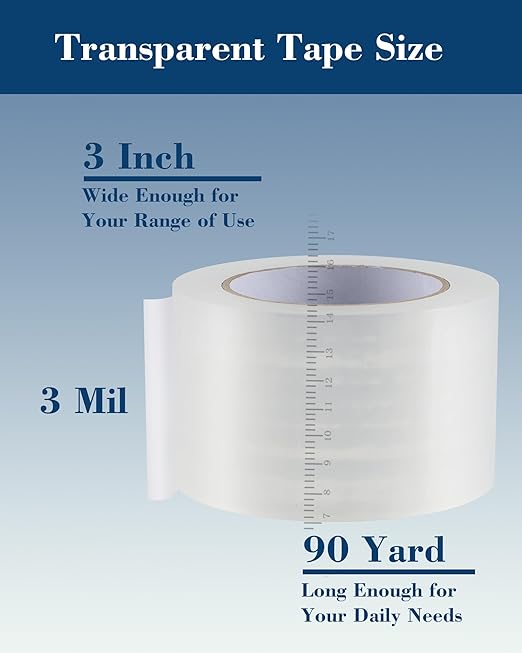 Lichamp Heavy Duty Packing Tape 12 Rolls, Wide Packaging Tape, 3 in. x 90 Yd., 3 Mil Thick, Clear, Commercial Grade Carton Packaging Tape Refills, Shipping, Mailing, Moving Supplies & Storage