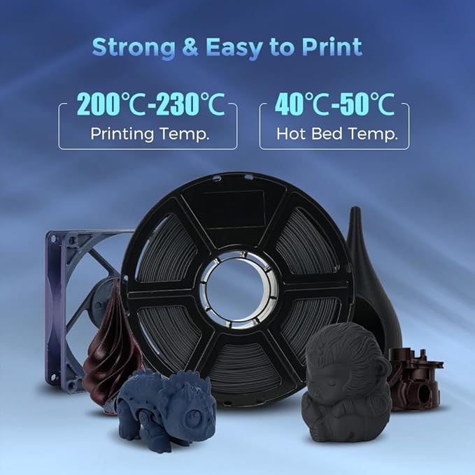FLASHFORGE Carbon Fiber PLA Filament 1.75mm, Carbon Fiber Reinforced PLA 3D Printer Filament, 1KG Spool Dimensional Accuracy +/- 0.02mm, High Strength & High Abrasion-Resistance (Volcanic Rock Gray)