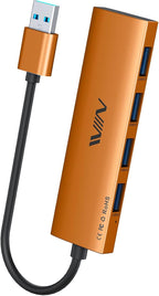 USB 3.0 Hub,4 Port USB Splitter Extender Portable Adapter Multiport Data Hub for Laptop,Xbox, Flash Drive,HDD,Console,Camera,Keyborad,Mouse Windows,Mac OS PC,Not Designed to Charge Devices-Orange