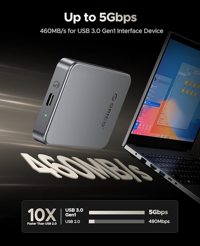 ORICO 1TB Magnetic Portable SSD, Metal Body, 4K 120 fps ProRes HDR Record and Store, Up to 460MB/s, USB C&A 2 in 1 Cable, External SSD Compatible with iPhone 16 Pro Max, Tablet, Computer - K5PLUS