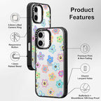 MOSNOVO Case for iPhone 16 Plus, [10ft 4X Military-Grade Drop Protection] Durable & Shockproof Phone Case Cover Design for iPhone 16 Plus - Groovy Flower - Clear Black