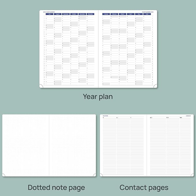 POPRUN Monthly Planner 2025-2026, 8.5'' x 11.25'', 13-Monthly Calendar (July 2025-July 2026) 15-Minute Hourly Appointment Book with Stair Tabs, Soft Cover, 100GSM Paper - Forest Green