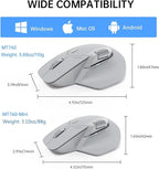 Rapoo MT760Mini Bluetooth Wireless Mouse - Bluetooth 5.0 and 2.4GHz Multi-Mode Connection, Support 4 Devices, M+ Cross Computer Technology, 11 Programmable Buttons,Light Grey
