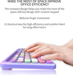 FOPETT Wireless Keyboard and Mouse Combo, 100 Keys Full-Sized 2.4 GHz Round Keycap Colorful Keyboards, USB Receiver Plug and Play, for Windows, Mac, PC, Laptop, Desktop (Purplecolorful)