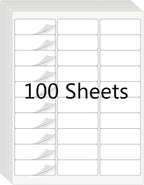 30 UP 1" X 2-5/8" FBA White Shipping Address Labels for Laser and Ink Jet Printer, 30 per Page (100 Sheet, 3000 Labels)