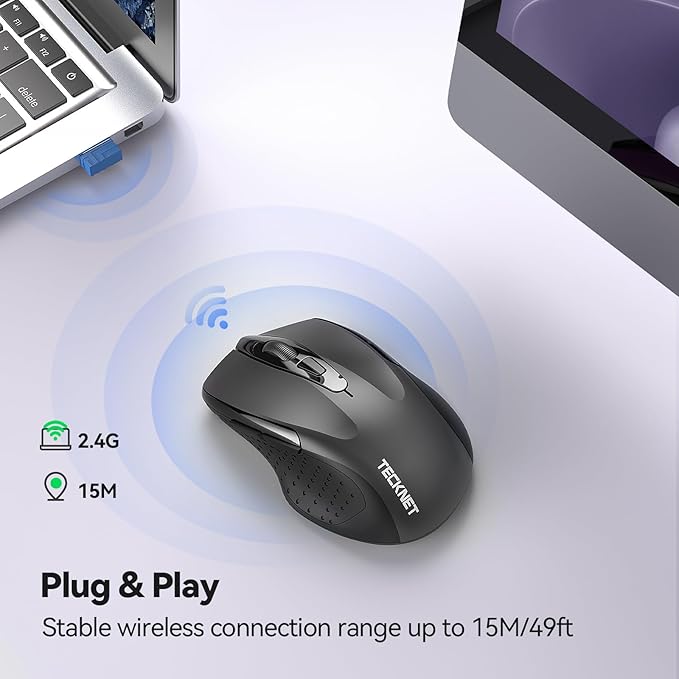 TECKNET Wireless Mouse for Laptop, Silent Mouse Quiet Click, Computer Mice Wireless, 6 Adjustable 4000 DPI Computer Mice
