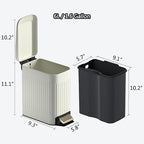Small Bathroom Trash Can with Lid Soft Close-6L/1.6 Gal Slim Step Garbage Can-Metal Pedal Wastebasket-Narrow Rectangle Garbage Container Bin for Corner Office, Bedroom, Toilet, Live Room-Beige