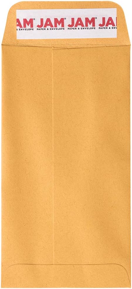 JAM PAPER #7 Coin Business Envelopes with Peel and Seal Closure - 3 1/2 x 6 1/2 - Brown Kraft Manila - Bulk 250/Box