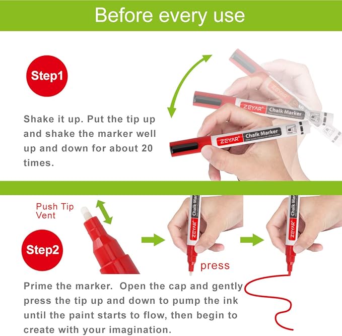 ZEYAR Liquid Chalk Marker-Wet Erase Marker, 24 Colors, 1.2mm Fine Tip for Detailed Drawing, Writes on Nonporous Chalkboards, Bistro Boards, Windows, Plastic and more (24 Colors)