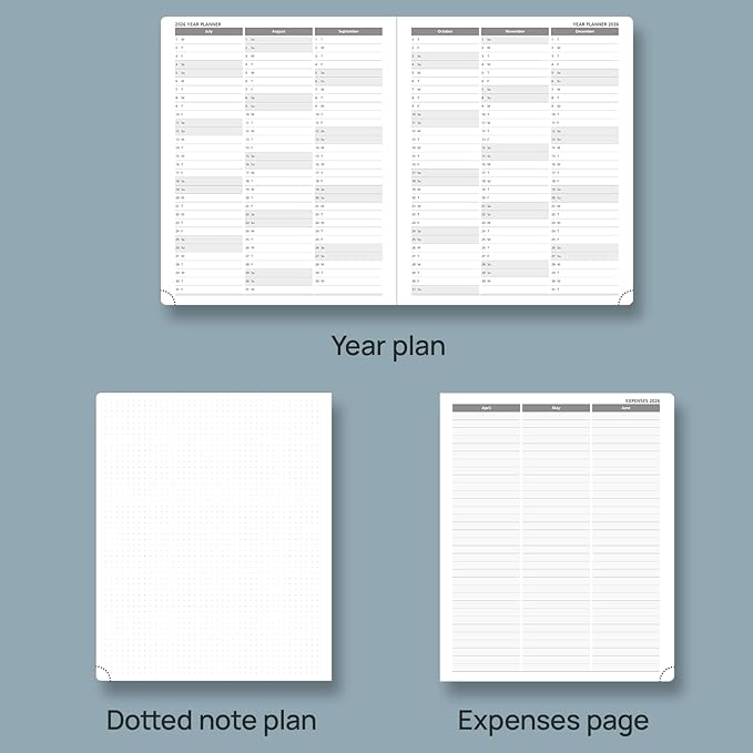 POPRUN 2026 Planner (Large Size 8.5''x 10.5'' Hardcover) - Daily Weekly and Monthly Calendar Agenda 2026 Appointment Book with Hourly Time Slots, Monthly Tabs, 100 GSM - Midnight Green