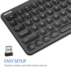 Arteck 2.4G Wireless Keyboard Stainless Steel Ultra Slim Full Size Keyboard with Numeric Keypad for Computer/Desktop/PC/Laptop/Surface/Smart TV and Windows 10/8/ 7 Built in Rechargeable Battery