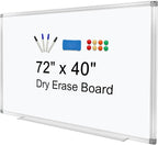 H-Qprobd Dry Erase Board for Wall 72"x40" Aluminum Presentation Magnetic Whiteboard with Long Pen Tray, Wall-Mounted White Board for School, Office and Home