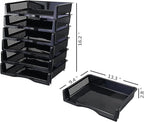 Ggbin 6 Tier Desktop A4 Paper Storage Tray, Stackable File Organizer Trays, Black