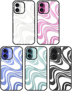 MOSNOVO Case for iPhone 16 Plus, [10ft 4X Military-Grade Drop Protection] Durable & Shockproof Phone Case Cover Design for iPhone 16 Plus - White Swirl - Clear Black