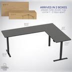 VIVO Electric Corner L-Shaped 84 x 63 in Standing Desk, Memory Height Adjustment, Black Top Black Frame, DESK-E3CTBB-84