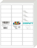 Coopaty 1" x 2-5/8" Shipping Labels, 3000 Labels (100 Sheets) - White, Blank, Laser Inkjet Printer Compatible