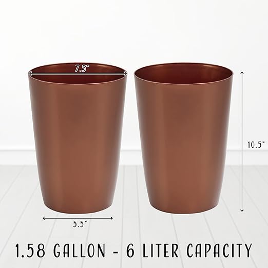 HOLDN’ STORAGE Small Trash Can - Set of 2 Open Top Waste Bin of 1.58 Gallon, Compact Waste Can Perfect for Bathroom, Kitchen, Office, Dorm - Durable Garbage Can - Copper