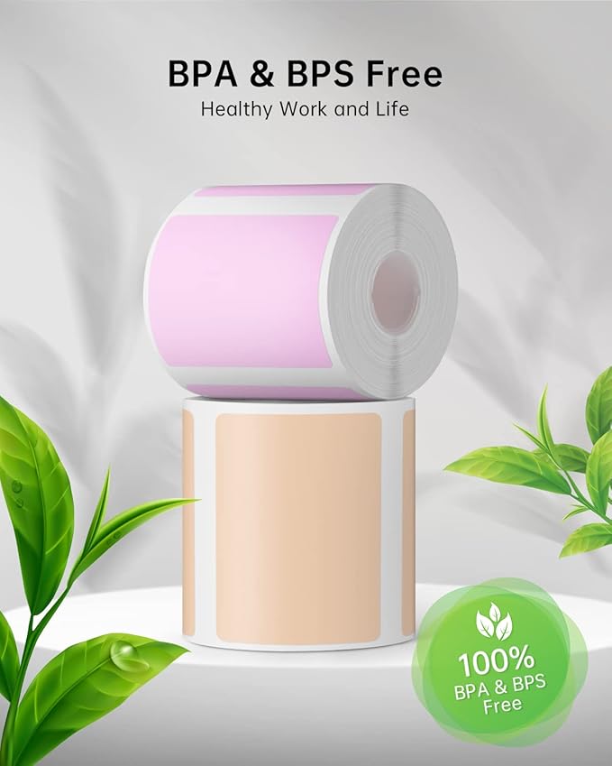 Phomemo Labels,Thermal Color Label,1.57'' x 1.18''Square Self-Adhesive Sticker Paper for Phomemo M110 M220 M221 M120 M108 M150 M250 M260 M160 M200 Printer, for Barcode,Name,Address (Pink/Blue/Khaki