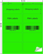 STARLIBOO 2" x 4" Colored Labels Stickers Fluorescent Bright Moving Labels for Laser/Inkjet Printer, Permanent Adhesive