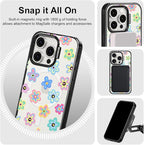 MOSNOVO Magnetic Case for iPhone 15 Pro, 10ft Military-Grade Protection, Compatible with Magsafe, Shockproof Phone Case for iPhone 15 Pro - Groovy Flower - Clear Black