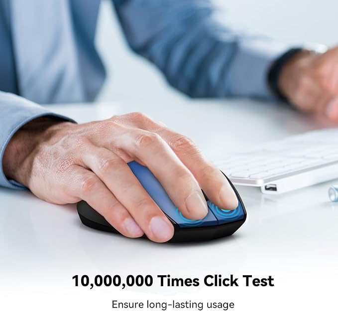 TECKNET Bluetooth Mouse, 4800 DPI Wireless Mouse, 2-Year Battery 6 Adjustable DPI, 6 Buttons Compatible with Laptop/Windows/Computer - Blue