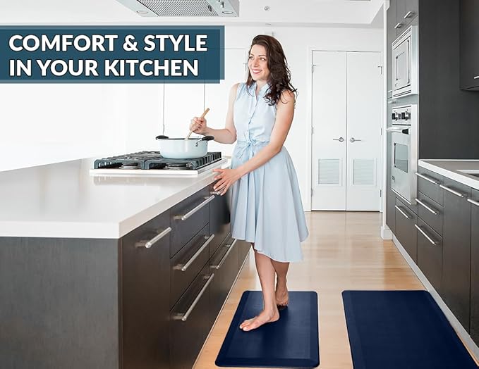 ComfiLife Anti Fatigue Floor Mat – 3/4 Inch Thick Kitchen Mats for Floor, Standing Desk Mat, Kitchen Rug – Comfort at Home, Office – Durable – Stain Resistant – Non-Slip Bottom (20" x 39", Navy)