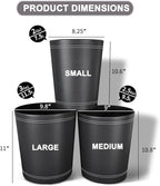 KINGFOM 3 Pack PU Leather Small Office Trash Can Wastebasket, Round Garbage Container Bin for Bathrooms, Powder Rooms, Kitchens, Home, Bedroom, High-Class Hotel, Black