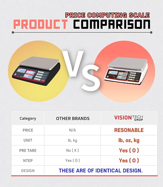 VisionTechShop TVP-30P Price Computing Scale with Pole Display, Lb/Oz/Kg, 30lb Capacity, 0.005lb Readability, NTEP Legal for Trade COC #19-038, NSF Certified