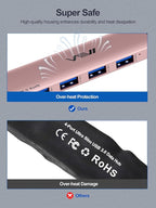 USB 3.0 Hub,4 Port USB Splitter Extender Portable Adapter Multiport Data Hub for Laptop,Xbox, Flash Drive,HDD,Console,Camera,Keyborad,Mouse Windows,Mac OS PC,Not Designed to Charge Devices-Pink