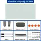 Large Glass Dry Erase Board, 96 x 48 Inches Magnetic Glass Whiteboard for Wall, 8' x 4' Frameless Board for Office, Home, School