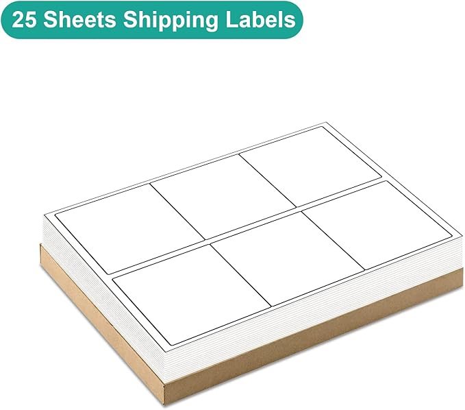 MFLABEL 3-1/3" x 4" FBA Shipping Address Labels, 6-UP, White, Easy to Peel, 150 Labels (25 Sheets)