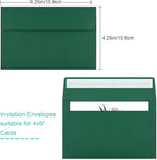 65 Pack Dark Green Self Seal Envelopes - A4, 4x6 Sizes for Invitations, Weddings, Photos, Greeting Cards & Mailing