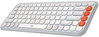 Logitech POP ICON Keys Wireless Bluetooth Keyboard, Comfortable Typing, Programmable Keys, Easy-Switch Between up to 3 Devices, for Laptop, Tablet, PC – Off White and Orange