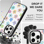 MOSNOVO Case for iPhone 14 Pro Max, [10ft 4X Military-Grade Drop Protection] Durable & Shockproof Phone Case Cover Design for iPhone 14 Pro Max - Groovy Flower - Clear Black