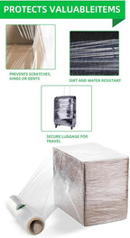 Stretch Wrap Roll - Heavy Duty Industrial Strength 18inch 1500ft,Clear Cling Shrink Wrap Film Roll 80 Gauge - Ideal for Furniture, Moving, Shipping, and Pallet Packing(Clear-4Pack)