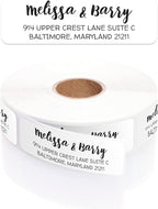 White Modern Rolled Address Labels/Roll of 500 Personalized Address Labels/Designer Return Address Stickers in Elegant Plastic Dispenser
