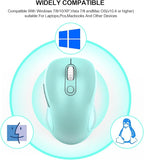 WisFox 2.4G Wireless Mouse for Laptop, Ergonomic Computer Mouse with USB Receiver and Type-C Adapter, 3 Adjustable Levels DPI, 6 Button Cordless Wireless Mice (Mint Green, 1 Pack)