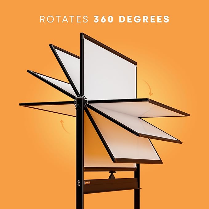 Rolling Dry Erase Board 48 x 36 - Large Portable Magnetic Whiteboard with Stand - Double Sided Easel Style Whiteboard with Wheels - Mobile Standing White Board for Office, Classroom & Home