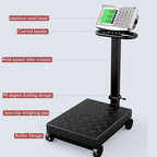 660lb Industrial Platform Scale with Wheels Computing Floor Digital Scale with Accurate LB/KG Price Calculator High Definition Displa Foldable for Weighing Luggage Package Shipping Mailing