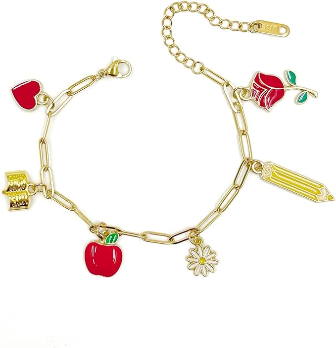 Teacher Appreciation Gifts Set – Crochet Sunflower Pen Holder, Mushroom Bookmarks, Charm Bracelet, Thank You Gift for Women Book Lovers