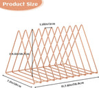 Urban Deco Triangle Desk Organizers Metal Wire Magazine Holder 10 Sections Decorative File Folder Organizer Vinyl Record Storage Office File Organizer For Desk - Rose Gold Magazine File Holder