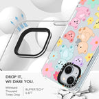 MOSNOVO Case for iPhone 15, [Buffertech 6.6ft Military-Grade Drop Protection] [Anti Peel Off Tech] Clear TPU Bumper Phone Case Cover Design - Cute Teddy Bear