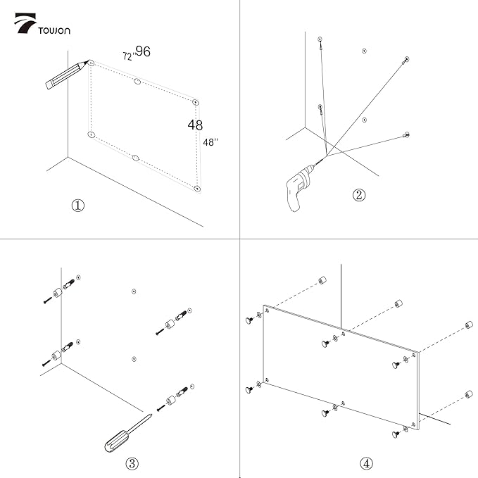 TOWON 6 x 4ft Glass Whiteboard Wall – Magnetic White Dry Erase Board (72 x 48 inches) with Multi-Color Markers, Strong Magnets, Pen Tray & Eraser – Frameless Design for Office, Home & Classroom