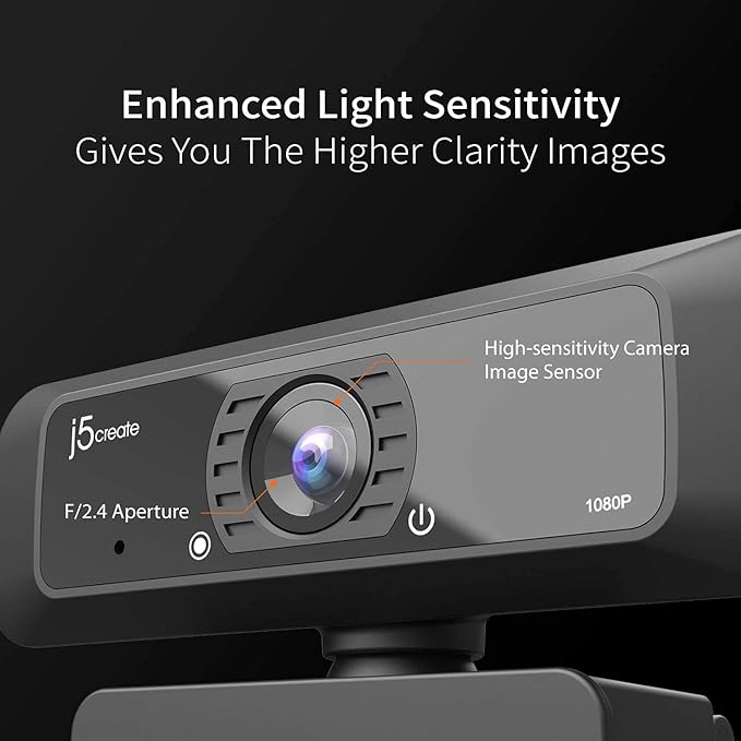 j5create USB Streaming Webcam - 1080P HD with 360° Rotation, High Fidelity Microphone, Plug and Play for PC/Mac/Laptop/Desktop/Skype/YouTube/Zoom/Facetime, Suitable for Conferencing/Calling (JVCU100)