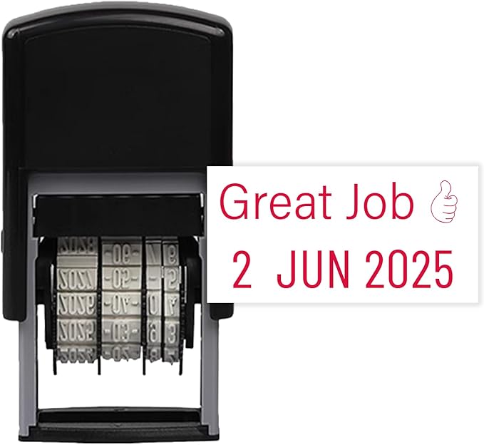 Custom Date Stamp Personalized Signature Logo Stamp with Date Self Inking Signature DD MMM YYYY Stamper for Business 1 Line Name Text with Date Choose from Multi Fonts & Colors