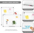 XBoard Magnetic Dry Erase Whiteboard 24 x 18 Inch, Double Sided White Board for Wall with Marker Tray | Silver Aluminum Frame Presentation Board for Home Office Classroom