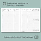 POPRUN Planner 2025-2026 (Large - 8.5'' x 10.5'') Academic Weekly Calendar (July 2025 - June 2026) with Hourly Time Slots, Monthly Tabs, 100GSM Thick Papers, Leather Soft Cover - Black